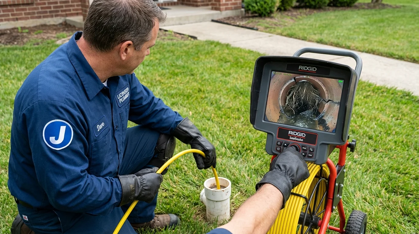Sewer camera inspection being performed by Johns Plumbing LLC in Homer