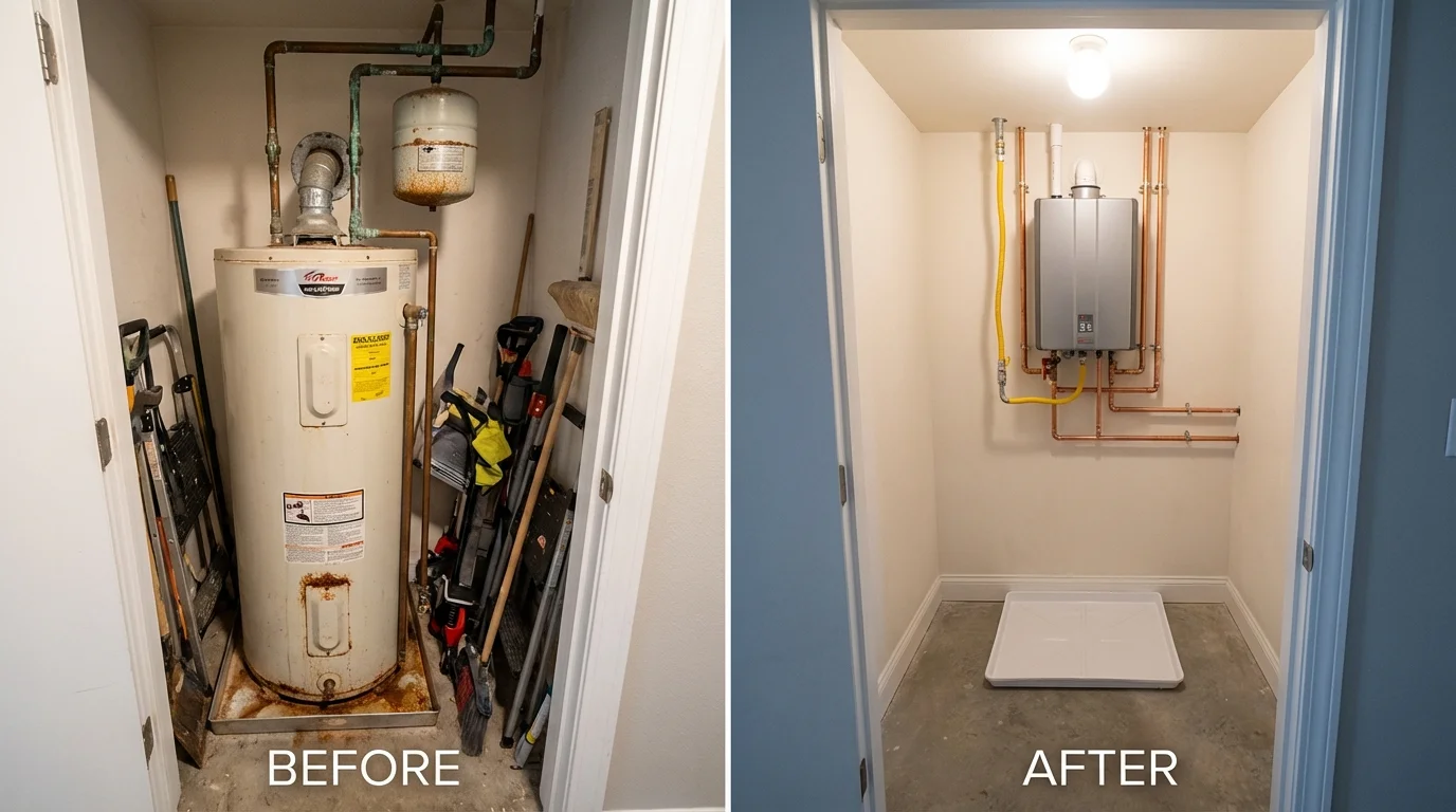Tank water heater versus wall-mounted tankless unit comparison for Homer, GA homeowners