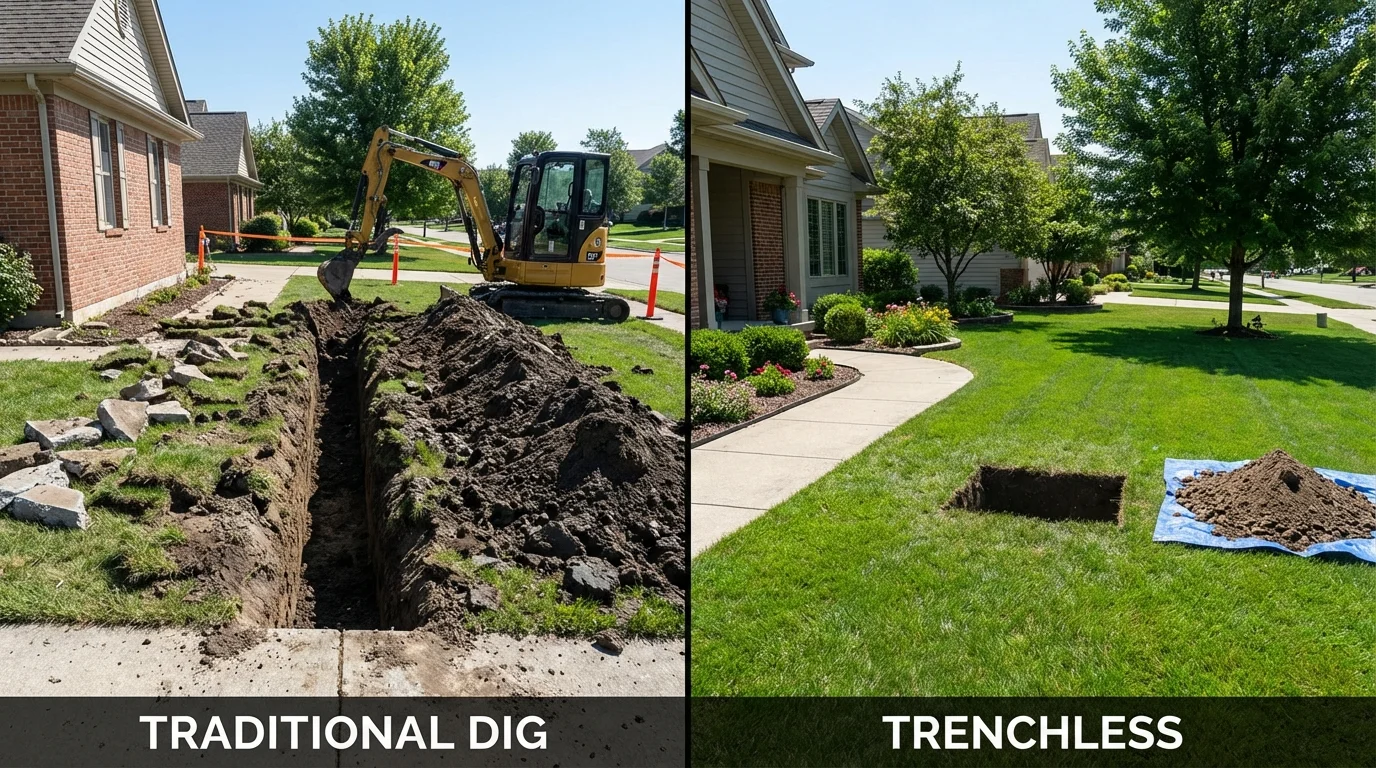Trenchless sewer repair with minimal yard damage versus traditional excavation in Homer, GA
